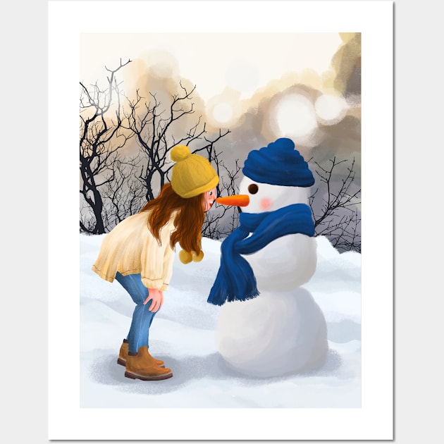 Dabbing Snowman T Shirt Christmas Wall Art by medhat